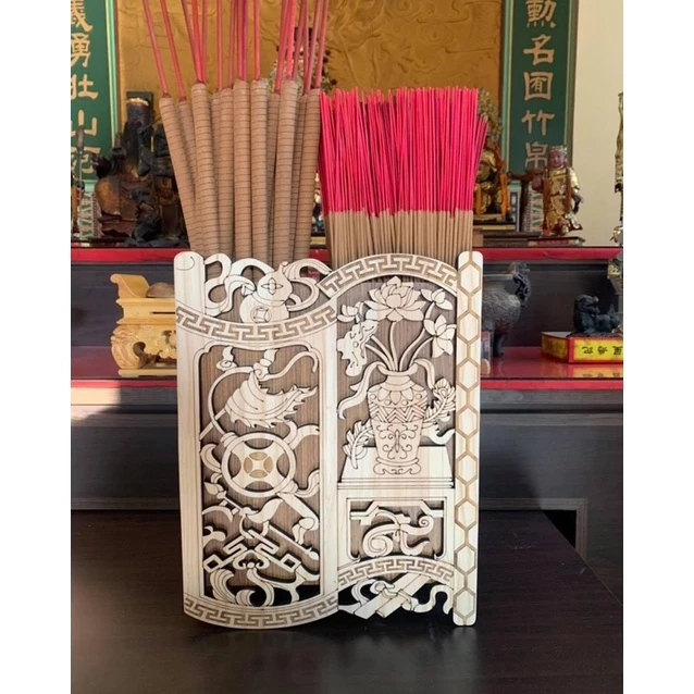 S/原木色-鑫水文藝#實木香筒架