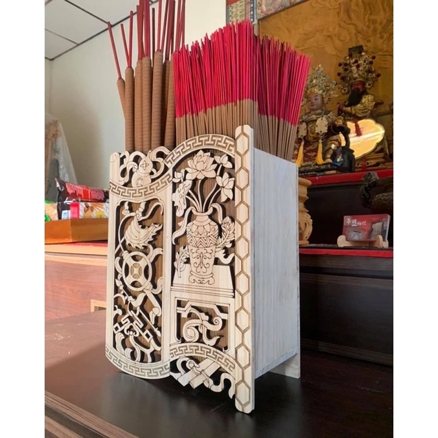 S/原木色-鑫水文藝#實木香筒架